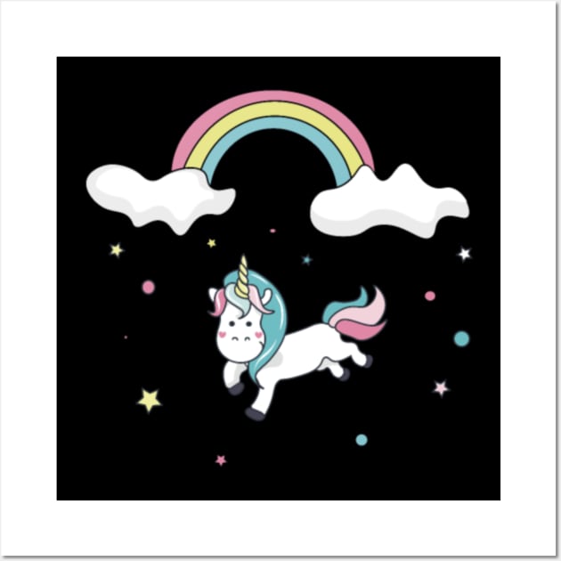 Vegan unicorn under the rainbow Wall Art by Xizin Gao